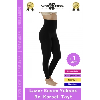 #Tayt 2 Beden Küçülten Diz İz Yapmayan Kaymaz Toparlayıcı Lazer Kesim Yüksek Bel Korseli Tayt