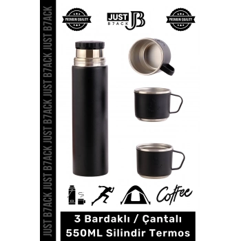 #Termos 3 Bardaklı Sıcak Soğuk Tutan Paslanmaz Çelik Vakumlu Çanta Hediyeli 550 ML Termos Set