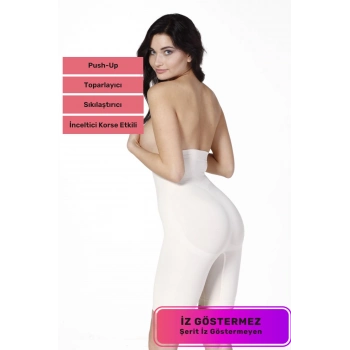 Özel Tasarım Vücut Şekillendirici Toparlayıcı İz Göstermeyen Push-Up Destekli Yüksek Bel Dikleştirici Korse