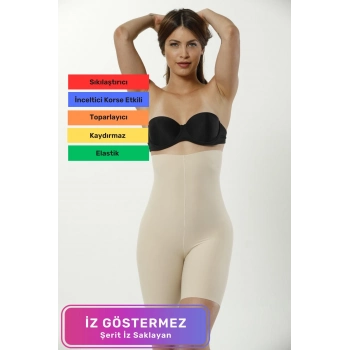 Özel Üretim Kaymaz Kadın Toparlayıcı Şekillendirici İz Yapmaz Lazer Kesim Yüksek Bel Paçalı Korse