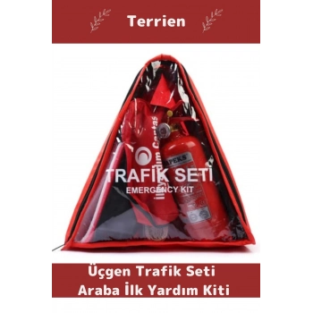 TSE Belgeli Tüvtürk Uyumlu Üçgen Trafik Seti Bez Çantalı Karayollarına Uygun Araba Ilk Yardım Üçgen
