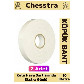 Uzun Ömürlü Süngerli Ultra Yapışkan İç Dış Mekan Çok Amaçlı Çift Taraflı 10 Metre Köpük Bant 2 Adet