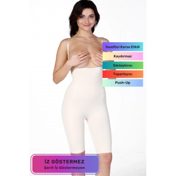 Vücut Şekillendirici Sıkılaştırıcı İz Göstermeyen Kaymaz Toparlayıcı Destekli Göğüs Altı Tam Korse