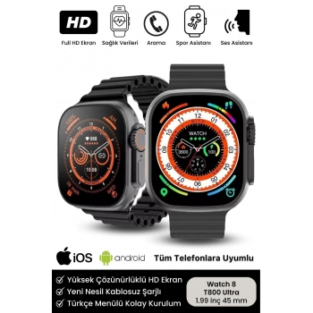 Watch 8 Ultra Series Ios Android Uyumlu Spor Sağlık Sensörlü 45mm Ultra Akıllı Saat