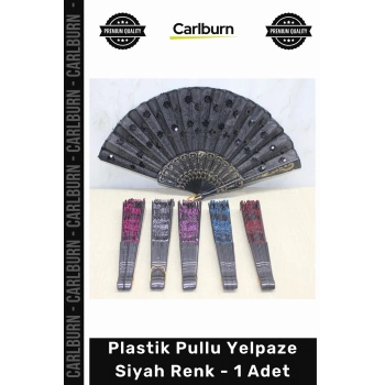 #Yelpaze Kaliteli Şık Dekoratif El Tipi Hafif Dayanıklı Parlak Zarif Plastik Pullu Yelpaze Siyah