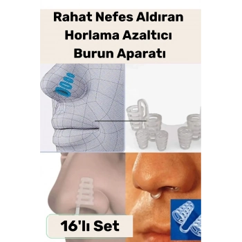 Yeni Seri Rahatlatıcı Uyku Önleyici Horlama Azaltıcı Nefes Alıp Verme Burun Delik Aparatı 16lı Set