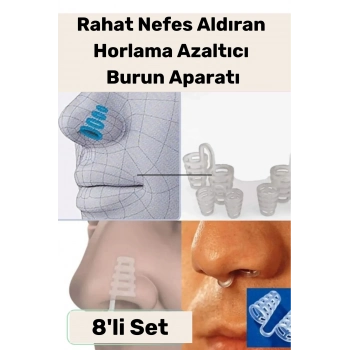 Yeni Seri Rahatlatıcı Uyku Önleyici Horlama Azaltıcı Nefes Alıp Verme Burun Delik Aparatı 8li Set