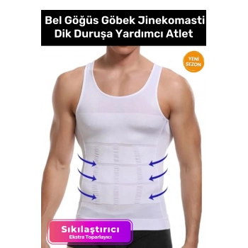 Yeni Sezon Bel Göğüs Dik Duruş Jinekomasti Toparlayıcı Erkek Extra Göbek Sıkılaştırıcı Korse Atlet