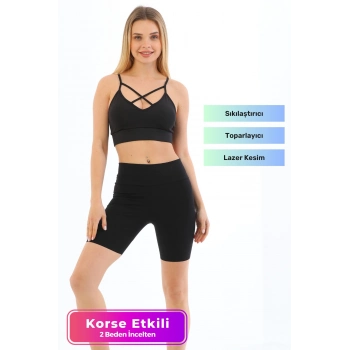 Yeni Sezon Toparlayıcı Sıkılaştırıcı Şekillendirici Lazer Kesim Biker Korseli Tayt