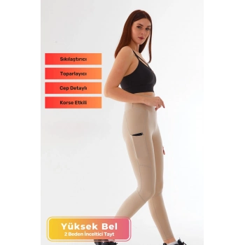 Yeni Sezon Yüksek Bel Sıkılaştırıcı Toparlayıcı Cep Detaylı Sıkı Dokuma Teknolojisi Kadın Spor Tayt