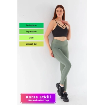 Yeni Sezon Yüksek Bel Sıkılaştırıcı Toparlayıcı Cepli Fitness Gym Training Korse İç Göstermez Tayt