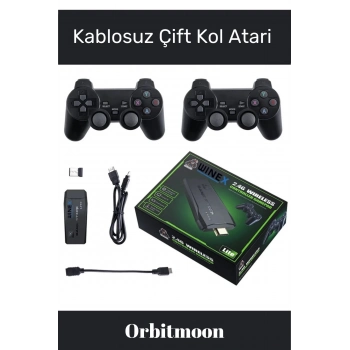 Yeni Üretim 4K Çözünürlük 2.4g Uyumlu Çift Kol Atari Kablosuz Retro 20000 Oyunlu Game Stick Atari