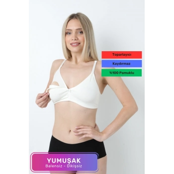 Yumuşak Toparlayıcı Rahat Dayanıklı Tam Kalıp Beatris Pamuklu Balensiz Emzirme Sütyen