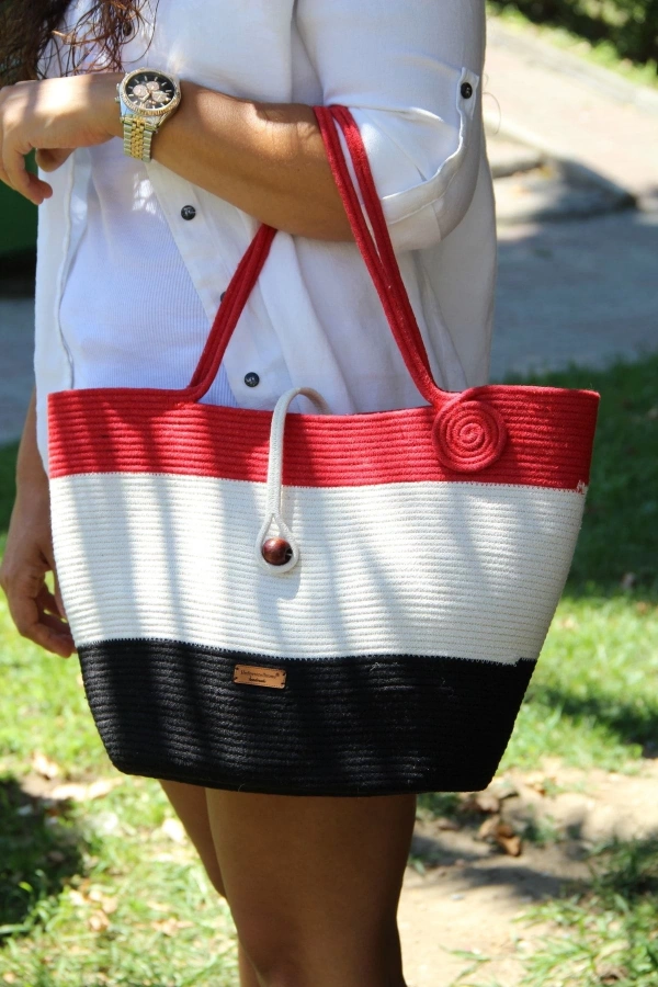 El Yapımı Çanta, Plaj Çantası. Büyük Çanta, Günlük Kol Çantası Jüte Çanta