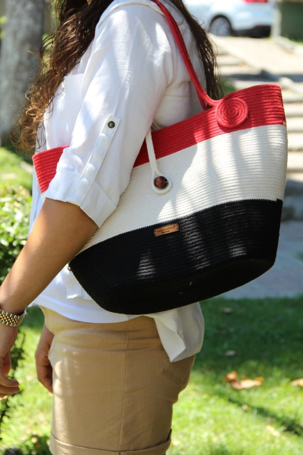 El Yapımı Çanta, Plaj Çantası. Büyük Çanta, Günlük Kol Çantası Jüte Çanta