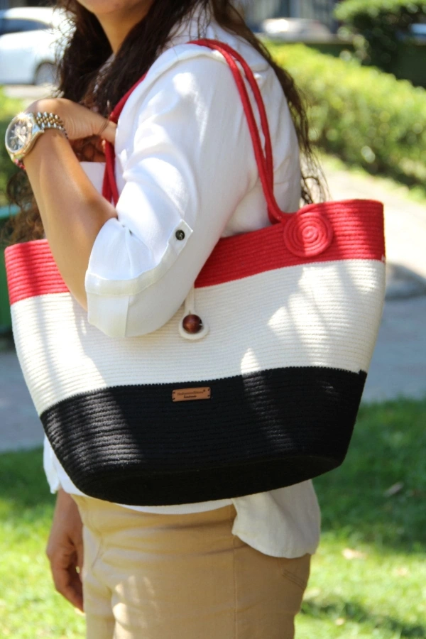 El Yapımı Çanta, Plaj Çantası. Büyük Çanta, Günlük Kol Çantası Jüte Çanta