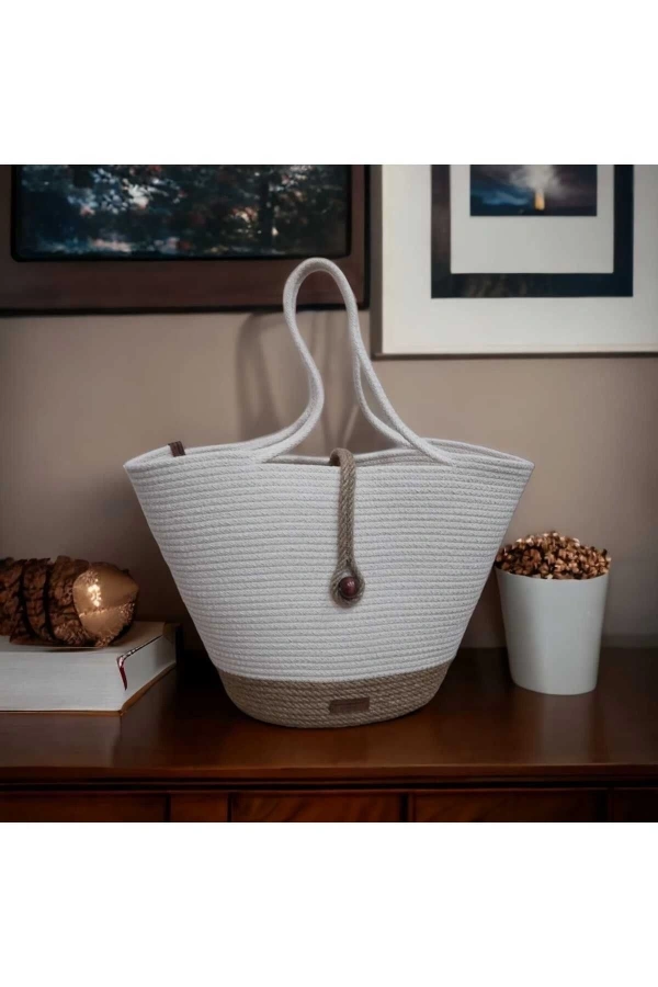 El Yapımı Çanta, Plaj Çantası . Hasır Çanta, Büyük Çanta, Günlük Kol Çantası Jüte Çanta