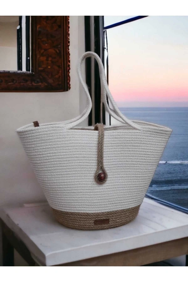 El Yapımı Çanta, Plaj Çantası . Hasır Çanta, Büyük Çanta, Günlük Kol Çantası Jüte Çanta