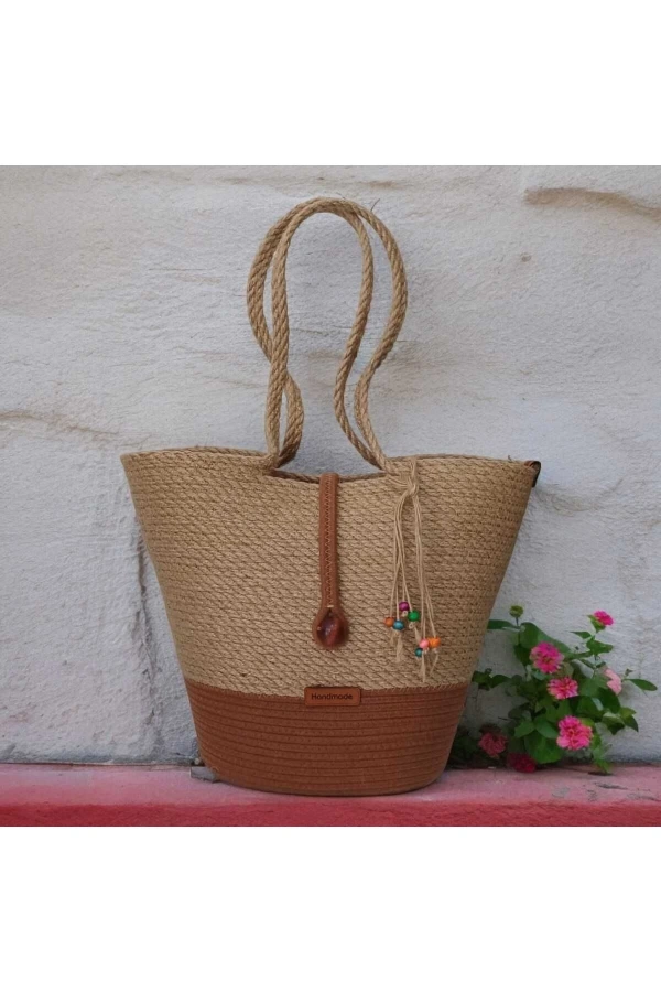 El Yapımı Çanta, Plaj Çantası . Hasır Çanta, Büyük Çanta, Günlük Kol Çantası Jüte Çanta tasarım