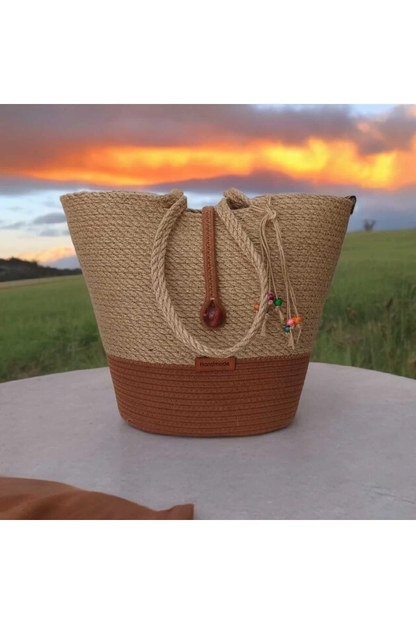 El Yapımı Çanta, Plaj Çantası . Hasır Çanta, Büyük Çanta, Günlük Kol Çantası Jüte Çanta tasarım