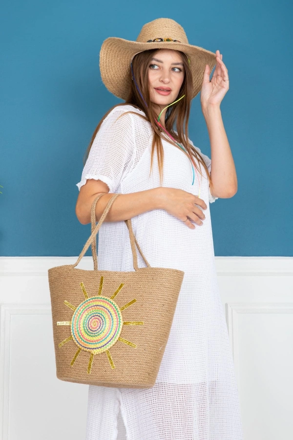 El Yapımı Çanta, Plaj Çantası.hasır Çanta Büyük Çanta, Günlük Kol Çantası Jüte Çanta