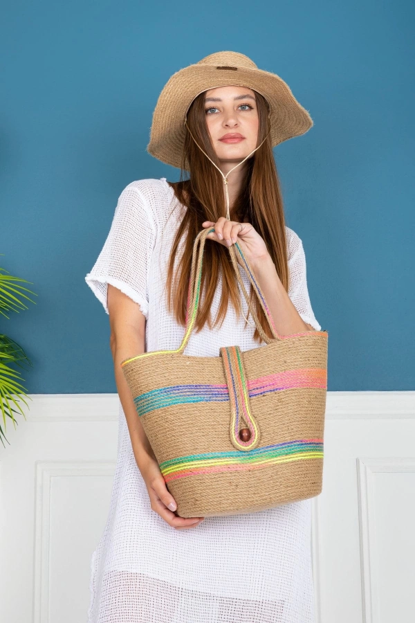 El Yapımı Çanta, Plaj Çantası.hasır Çanta Büyük Çanta, Günlük Kol Çantası Jüte Çanta