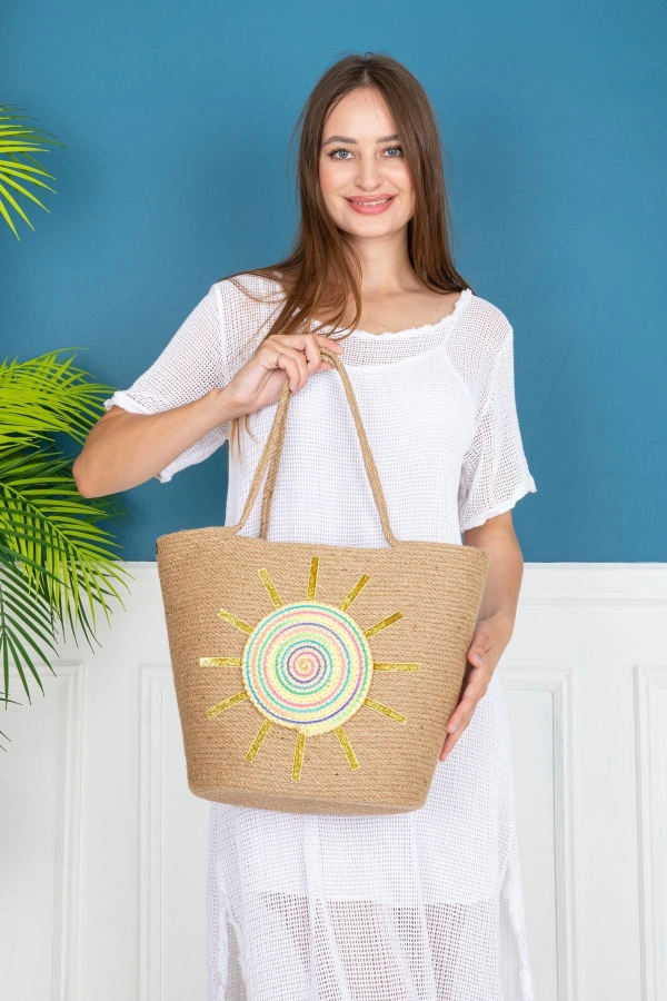 El Yapımı Çanta, Plaj Çantası.hasır Çanta Büyük Çanta, Günlük Kol Çantası Jüte Çanta
