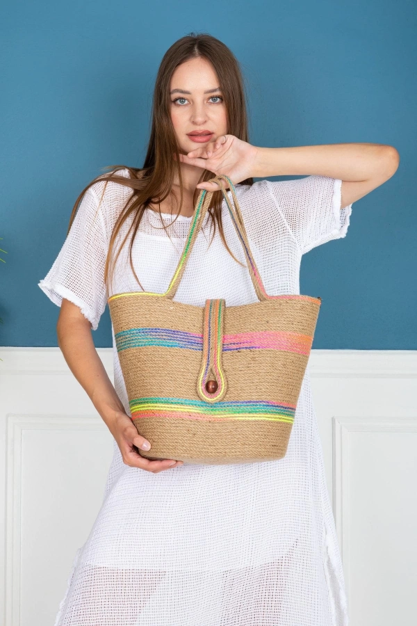 El Yapımı Çanta, Plaj Çantası.hasır Çanta Büyük Çanta, Günlük Kol Çantası Jüte Çanta