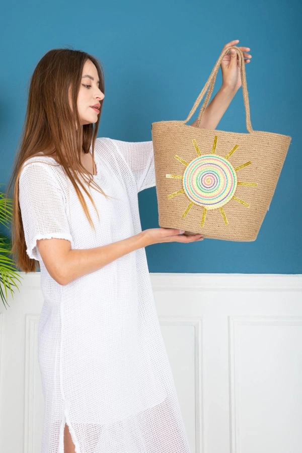 El Yapımı Çanta, Plaj Çantası.hasır Çanta Büyük Çanta, Günlük Kol Çantası Jüte Çanta