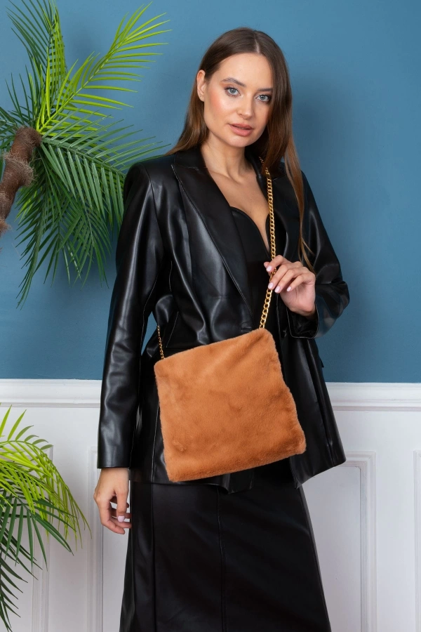 El Yapımı Suni Kürk Peluş Çanta, Omuz Ve Kol Çantası