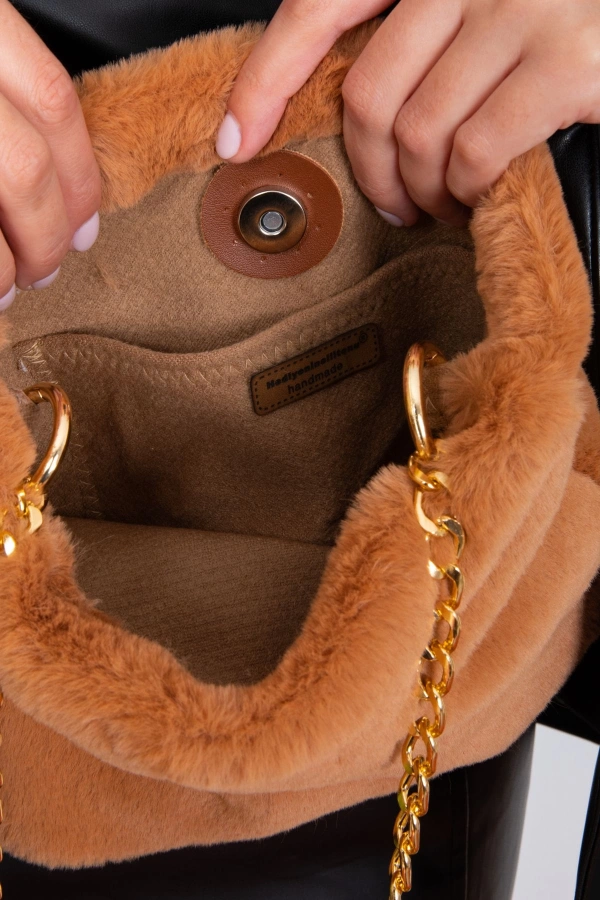 El Yapımı Suni Kürk Peluş Çanta, Omuz Ve Kol Çantası