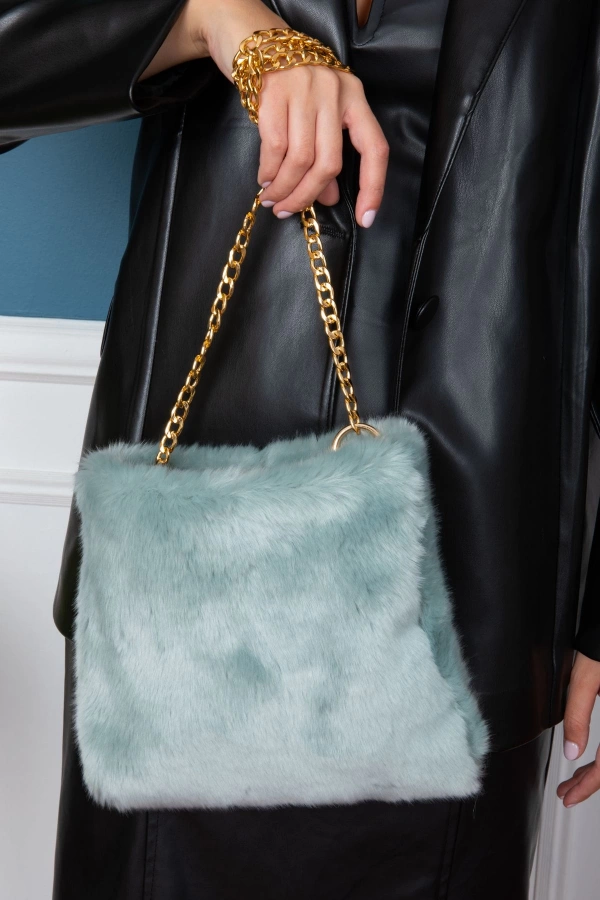 El Yapımı Suni Kürk Peluş Çanta, Omuz Ve Kol Çantası