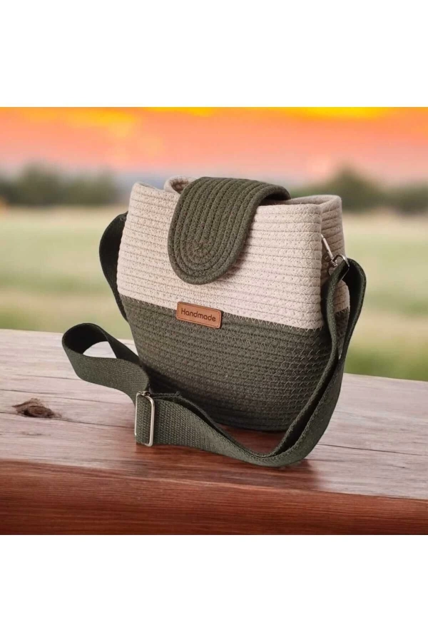 Elyapımı Çanta Hasır Çanta Kadın Omuz Çantası %100 Pamuklu Hasır Jüte Özel Tasarım
