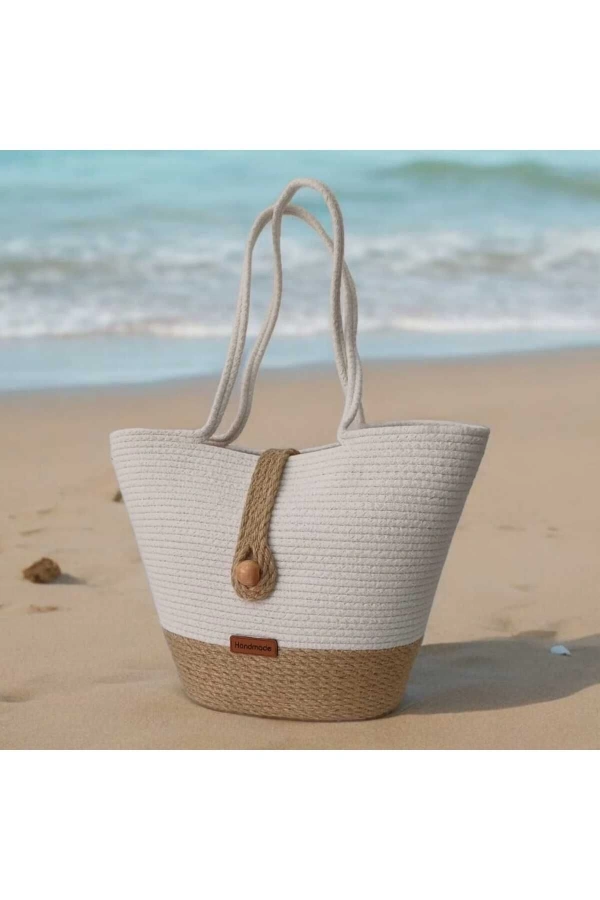 Elyapımı Çanta Hasır Çanta Mini Plaj Çantası Özel Tasarım Kadın Plaj Çantası