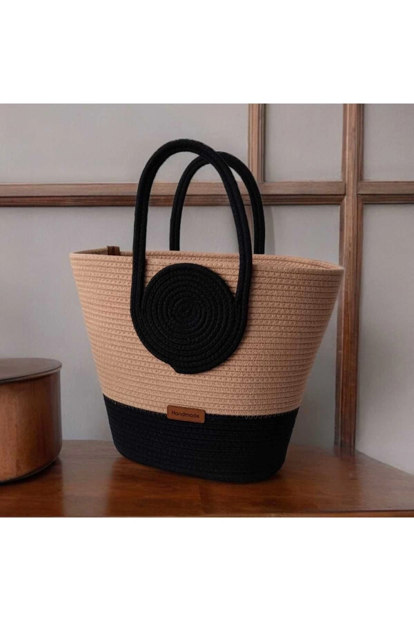 Elyapımı Hasır Çanta Mini Plaj Çantası Özel Tasarım Kadın Plaj Çantası