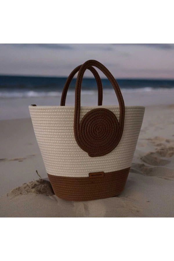 Elyapımı Hasır Çanta Mini Plaj Çantası Özel Tasarım Kadın Plaj Çantası