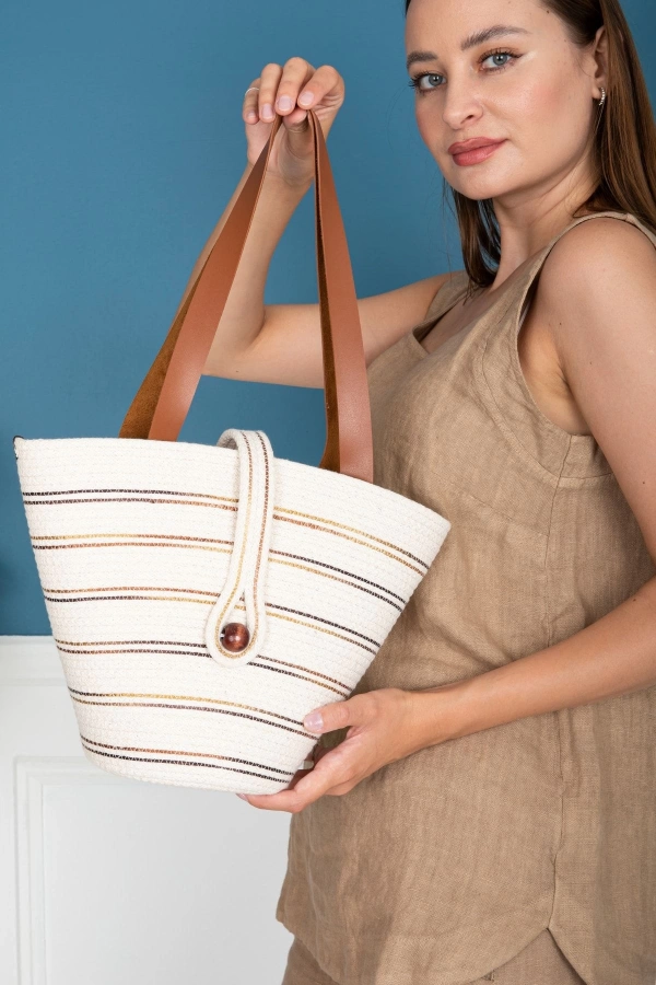 Hasır Çanta Midi Boy Tasarım Çanta ,elite Otantik Kadın Çantası, El Yapımı Çanta, Jüte Çanta