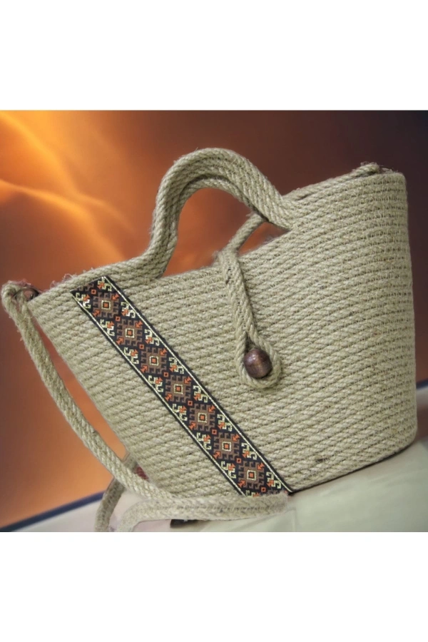 Hasır Çanta Tasarım Çanta , Otantik Kadın Çantası, El Yapımı Çanta, Jüte Çanta