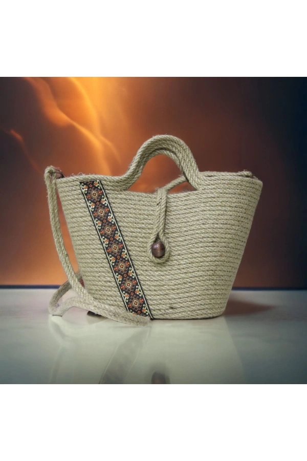 Hasır Çanta Tasarım Çanta , Otantik Kadın Çantası, El Yapımı Çanta, Jüte Çanta