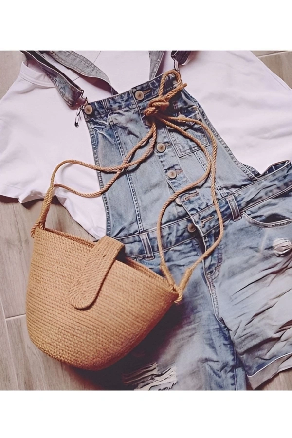 Hasır Çanta Tasarım Çanta , Otantik Kadın Çantası, El Yapımı Çanta, Jüte Çanta