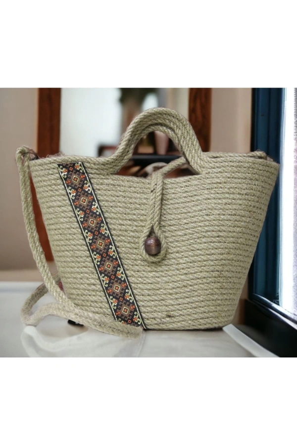 Hasır Çanta Tasarım Çanta , Otantik Kadın Çantası, El Yapımı Çanta, Jüte Çanta