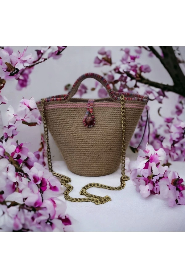 Hasır Çanta Tasarım Midi Boy Çanta ,elite Ve Otantik Kadın Çantası, El Yapımı Çanta Jüte Çanta