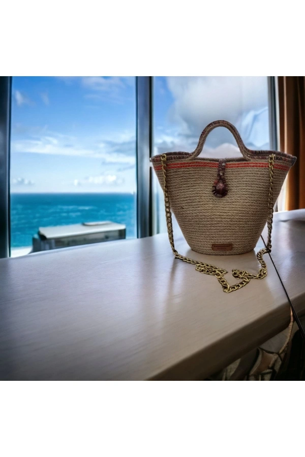 Hasır Çanta Tasarım Midi Boy Çanta ,elite Ve Otantik Kadın Çantası, El Yapımı Çanta Jüte Çanta