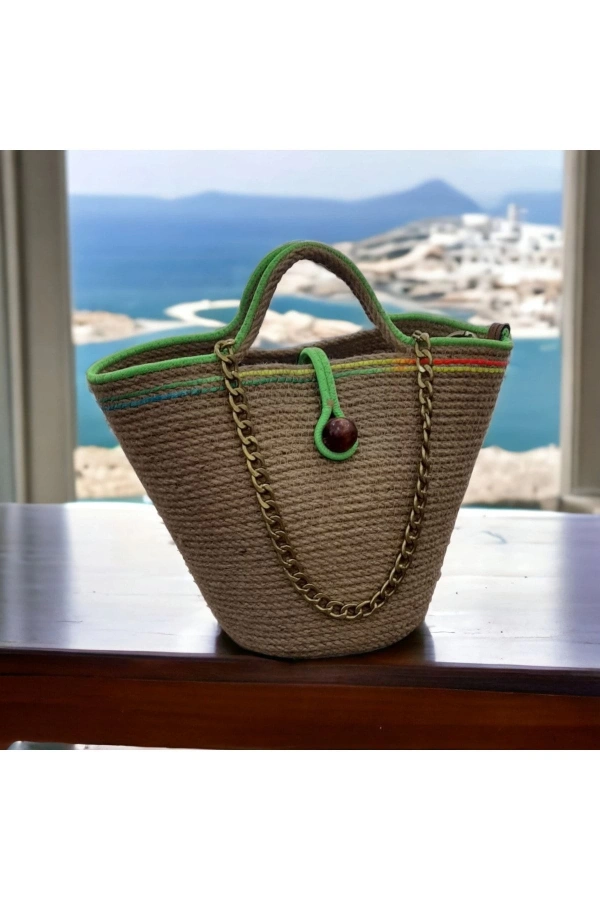 Hasır Çanta Tasarım Midi Boy Çanta ,elite Ve Otantik Kadın Çantası, El Yapımı Çanta Jüte Çanta