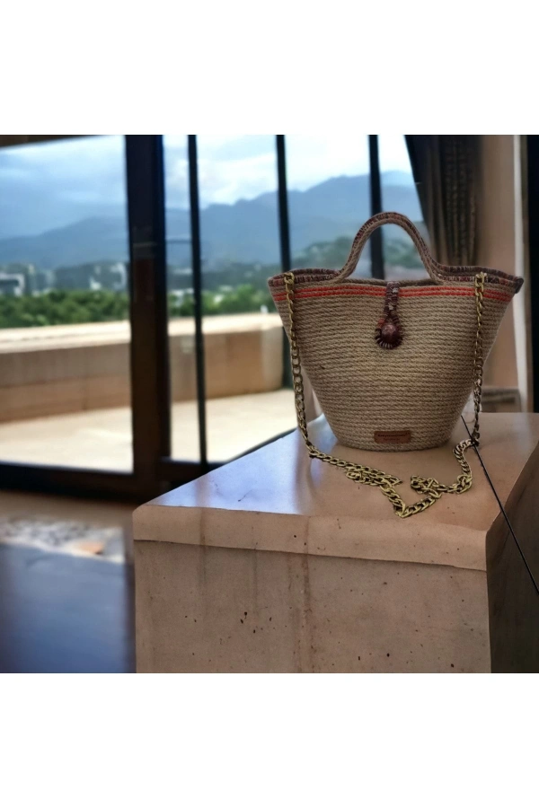 Hasır Çanta Tasarım Midi Boy Çanta ,elite Ve Otantik Kadın Çantası, El Yapımı Çanta Jüte Çanta
