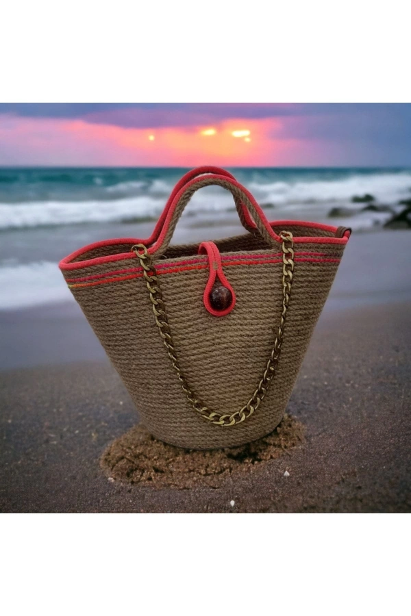 Hasır Çanta Tasarım Midi Boy Çanta ,elite Ve Otantik Kadın Çantası, El Yapımı Çanta Jüte Çanta