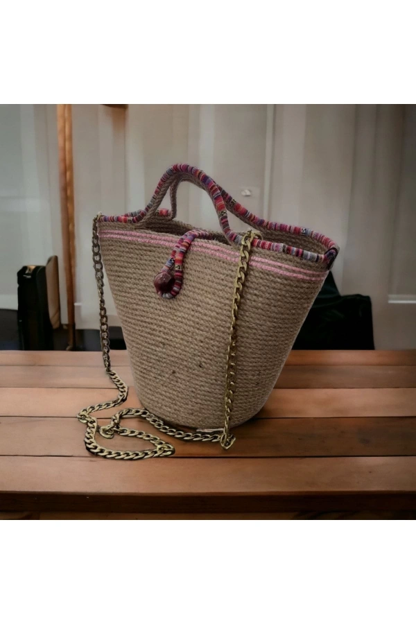 Hasır Çanta Tasarım Midi Boy Çanta ,elite Ve Otantik Kadın Çantası, El Yapımı Çanta Jüte Çanta