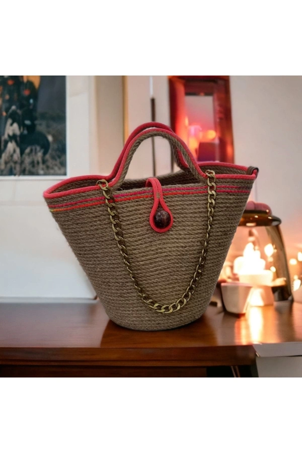 Hasır Çanta Tasarım Midi Boy Çanta ,elite Ve Otantik Kadın Çantası, El Yapımı Çanta Jüte Çanta