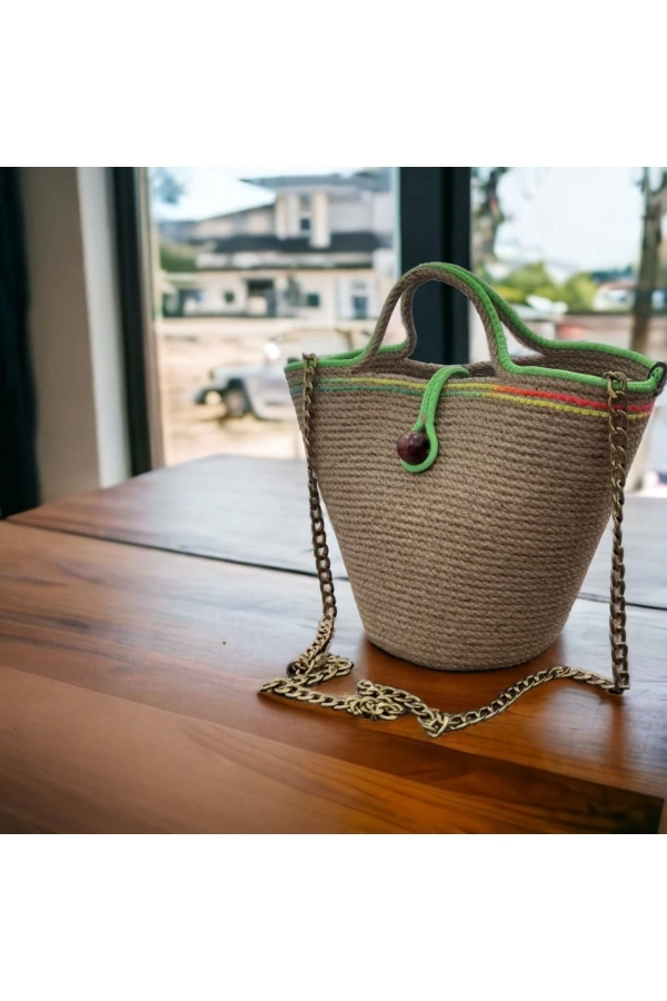Hasır Çanta Tasarım Midi Boy Çanta ,elite Ve Otantik Kadın Çantası, El Yapımı Çanta Jüte Çanta