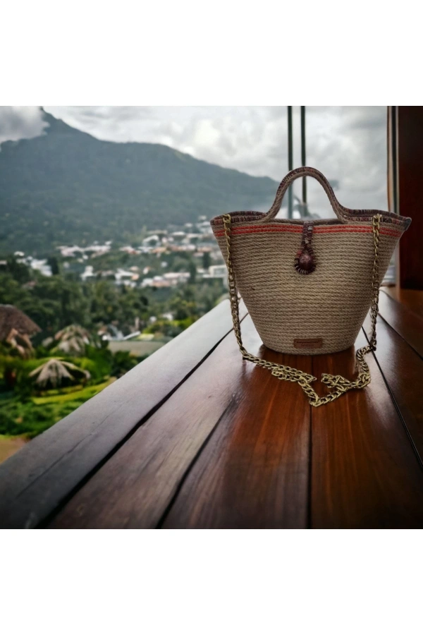 Hasır Çanta Tasarım Midi Boy Çanta ,elite Ve Otantik Kadın Çantası, El Yapımı Çanta Jüte Çanta